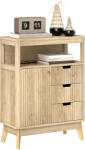 HOMCOM Bufet salon mobilier de depozitare cu dulap cu uși, raft reglabil și raft deschis, 60x30x81cm, lemn natural | Aosom Romania (83B-254V00ND) Bufet