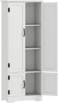 HOMCOM Bufet de bucătărie contemporan cu 2 dulapuri și 3 rafturi, MDF, plăci aglomerate, alb | Aosom Romania (837-087V81WT) Bufet