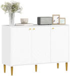 HOMCOM Bufet mobilier de depozitare cu 2 dulapuri, 3 uși rafturi reglabile picioare aurii din oțel 107 x 35 x 77 cm alb | Aosom Romania (83B-193V80WT) Bufet