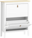 HomCom Pantofar cu 2 Sertare Rabatabile pentru 14 Perechi de Pantofi și Rafturi Reglabile, 80x24x95.5 cm, Alb | Aosom Romania (837-578V00WT) Pantofar