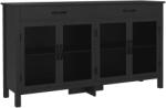 HOMCOM Bufet jos mobilier de depozitare 4 uși cu polițe reglabile și 2 sertare stil industrial 150 x 40 x 85 cm negru | Aosom Romania (835-942V00BK) Bufet