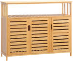HOMCOM Bufet mobilier de depozitare 3 uși deschise și rafturi din bambus 100 x 35 x 82 cm natural | Aosom Romania (835-831V00ND) Bufet
