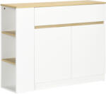 HOMCOM Bufet mobilier depozitare cu 2 sertare 3 rafturi deschise și dulap 2 uși 110 x 29, 5 x 82 cm alb | Aosom Romania (835-897V00WT) Bufet