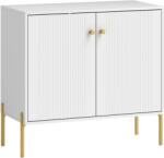 HOMCOM Bufet pentru living, mobilier de depozitare cu uși canelate duble, poliță reglabilă, picioare din oțel, 80 x 39, 1 x 76 cm, alb | Aosom Romania (83B-498V00WT) Bufet