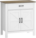 HOMCOM Bufet pentru living, mobilier de depozitare cu 2 uși tip hambar, sertar și poliță reglabilă, 77x39, 3x81, 5cm, alb și maro | Aosom Romania (83B-749V90WW) Bufet