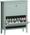 HomCom Pantofar cu 2 Sertare Rabatabile pentru 14 Perechi de Pantofi și Rafturi Reglabile, 80x24x95.5 cm, Verde | Aosom Romania (837-578V00GN) Pantofar