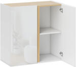 HOMCOM Bufet cu finisaj lucios, mobilier de depozitare cu 2 uși cu închidere amortizată și raft reglabil, 80x40x80cm, alb | Aosom Romania (83B-418V00WT) Bufet