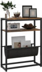HomCom Măsuță De Living Îngustă cu 2 Rafturi, Suport Reviste V, PAL Oțel, 43x18x56 cm, Maro Rustic | Aosom Romania (83B-018V00RB) Masa de cafea