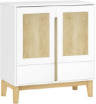 HOMCOM Bufet, mobilier de depozitare cu 2 uși, 2 sertare și raft reglabil, 80 x 40 x 86 cm, alb și stejar | Aosom Romania (83B-489V00WT) Bufet