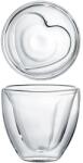 Ambition Mia Heart Pohár készlet, 2 db, kávéhoz, teához, hőálló üveg, 150 ml, szív alakú
