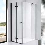 STUXI Verona Black 90x120 aszimmetrikus csuklóajtós zuhanykabin 6 mm vízlepergető biztonsági üveggel, fekete (TL-6107B-90-TL-6108B-120)