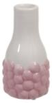  Váza domború mintával kerámia 6x11, 5cm rózsaszín/fehér (379576)