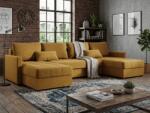  Coltar extensibil in forma de U VENORIA, mustar, 285x146 cm + 2 perne GRATUIT