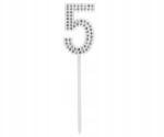Boland Ezüst Gyémánt Torta Piker Szám 5 Dekoráció 2, 5 x 10, 5 cm