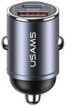 USAMS autós töltő 1xUSB+1xUSB-C C38 30WPD gyors töltés beépített gyűrűvel acél/patinált (CC206CC02)
