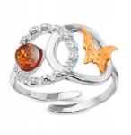  Ezüst Gyűrű eredeti Balti Borostyán 925 ezüstből 12-es méret (CzarBursztynu 1f01)