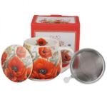 Duo Gift Pipacsos fémszűrős porcelán teásbögre 430 ml - díszdobozos (IMO-CHH-54422)