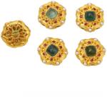  Charm Turmalina Albastra cu Perla Rubelit 11x11x6 mm Argint 925 Aurit - 1 Buc