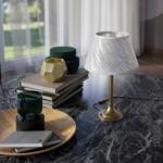 Fratelli GDI 1849 Veioza, Lampa de masa cu abajur elegant Ivory Striped (GDI-LTB-2057-220)