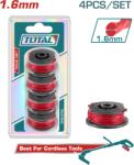 Total Set 4 bobine cu fir trimmer TOTAL 1.6 mm pentru trimmer cu acumulator (TALS1602)