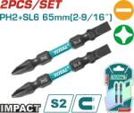 TOTAL Set 2 biti impact TOTAL PH2+SL6, 65 mm, magnetici, otel S2 (TACIM72HL665) Surubelnita