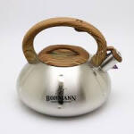Bohmann Ceainic cu fluier 3L, inox, maner soft touch imitatie lemn, compatibil inductie (BH 9956)