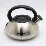 Bohmann Ceainic cu fluier 3L Bohmann, inox, compatibil inductie, maner bachelit, argintiu (BH 9954)