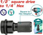 TOTAL Adaptor impact TOTAL 1/2" la HEX 1/4" din otel rezistent, 50 mm (TAC60501) Surubelnita