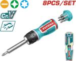 TOTAL Set surubelnita cu clichet TOTAL, 8 piese, cu biti Cr-V pentru uz general (TACSD30086) Surubelnita