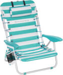 SONGMICS Scaun de plaja portabil cu spatar rabatabil in 4 pozitii, cu cotiere, maxim 150kg, alb verde (EZ-GCB62JW)