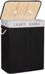  Cos de rufe cu capac si 2 compartimente, sac textil detasabil, 100 litri, 52x33x63 cm, negru (HA-0071)