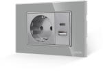 Luxion Priza Schuko si USB A+C cu Rama din Sticla LUXION, Standard Italian, 3M SmartElectro IntelligentHouse (LXI-045/47GF-GY)