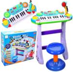 As Pianina electronica pentru copii MalPlay cu scaun si microfon, albastra (BB335B) Instrument muzical de jucarie
