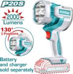 TOTAL Lampa de lucru TOTAL 20V Li-Ion, 2000 lumeni, cap rotativ 130° (TWLI2088)