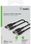 Belkin Cablu Belkin BOOST CHARGE USB-A catre Lightning, PVC, 1M (Pachet de 2 bucati), Negru (BEL-0197)
