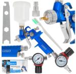GEKO Mini HVLP gravitációs festékszóró pisztoly 125ml, 0.8mm fúvóka, 1/4" nyomásszabályozó (G03122)