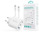 DEVIA EXTREME încărcător de rețea USB+2 cu mufă Type-C 65W, încărcător rapid PD + cablu Type-C, ALB (ST111967)