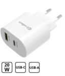 Cellect Adaptor de rețea încărcător rapid 20W, USB-A și Type-C, Alb (MTCB-PD20WNE-W)