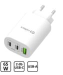 Cellect Încărcător rețea 65W, USB-A și 2x USB-C, Alb (MTCB-PD65WNE-W)