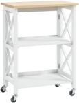 HOMCOM Cărucior de Bucătărie Pliabil Cărucior Auxiliar cu Roți Cărucior Verdulero cu 2 Rafturi pentru Sufragerie 60x40x84 cm Alb | Aosom Romania (801-183)