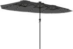 Outsunny Umbrelă Dublă de Grădină 4x2 m cu 36 LED-uri Solare UPF50+ Manivelă 12 Spițe Rezistentă la Apă Gri închis | Aosom Romania (84D-478V00CG)