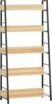 HOMCOM Bibliotecă bibliotecă de stil industrial înclinat 5 Niveluri 70L x 35l x 150H cm Culoare lemn stejar deschis Negru | Aosom Romania (836-011YL) Biblioteca
