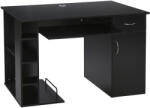 HomCom Masa de birou pentru PC Ergonomica cu Rafturi si Spatiu Tastatura Detasabila Neagra (920-012V01BK)