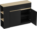 HOMCOM Bufet cu Spațiu de Depozitare, 2 Sertare, 3 Rafturi Deschise și Dulap cu 2 Uși, 110 x 29, 5 x 82 cm, Negru | Aosom Romania (835-897V00BK) Bufet