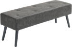 HOMCOM Bancă la picioarele patului Banchetă de dormitor cu picioare din lemn și șezut căptușit 114x38x42 cm Gri | Aosom Romania (831-706V80GY)