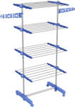 HOMCOM Suport Vertical de Uscare, Suport Pliabil de Uscare cu 6 Roți și 4 Rafturi Reglabile, 142x55x172 cm, Alb și Argintiu | Aosom Romania (850-295V00BU)