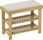HomCom Bancă pentru încălțăminte din bambus, etajeră pentru încălțăminte cu 3 niveluri, stil scandinav, 60 x 29 x 49 cm, crem și lemn natural | Aosom Romania (837-539V00CW) Pantofar