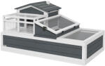PawHut Casă pentru țestoase, 2 nivele, pentru interior și exterior, balcon, lemn de brad, gri | Aosom Romania (D40-024V01GY)