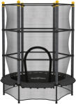 HomCom Trambulină Elastică pentru Copii 3-10 Ani cu Plasă de Siguranță și Țevi Capitonate, Ø140 x 190 cm, Negru | Aosom Romania (342-008V02BK)