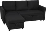 HOMCOM Canapea Extensibilă cu 3 Locuri și Șezlong Convertibil, Canapea de Colț Pliabilă cu Compartiment de Depozitare și 3 Perne Detașabile, Material Textil cu Efect de In, Living, 192x148x86cm, Gri Închis | Canapea